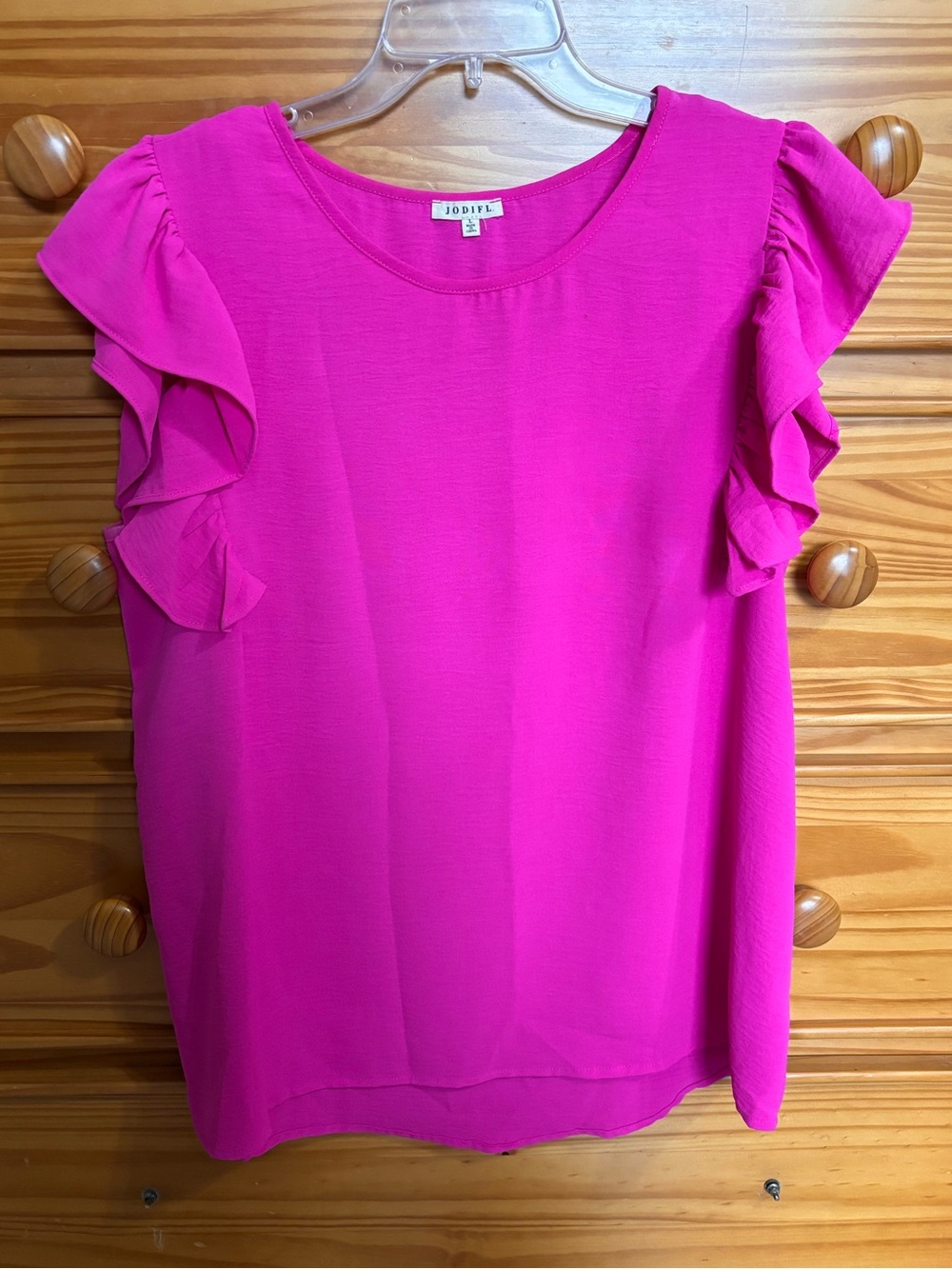 JODIFL Hot Pink Ruffle Sleeve Blouse